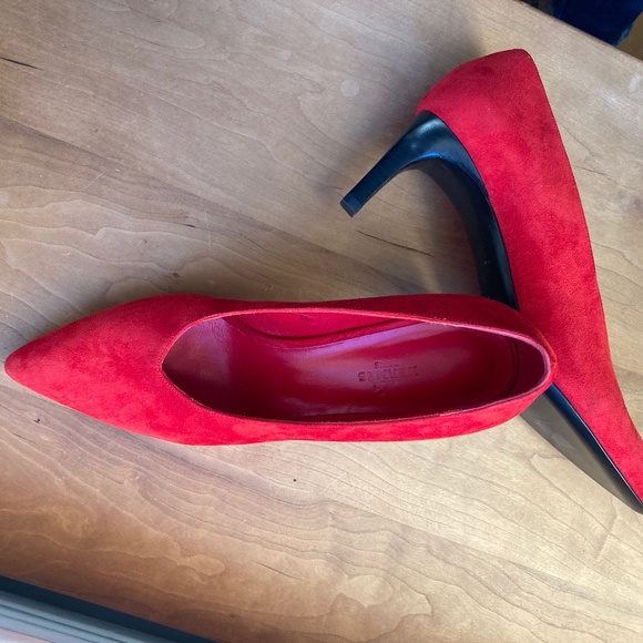 Hermes Red Suede shoes, UNUSED, size 38.5 - Picture 2 of 14